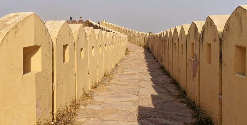 Panoramic snap taken at the corridor of one of the historic monuments which is Hathroi fort.