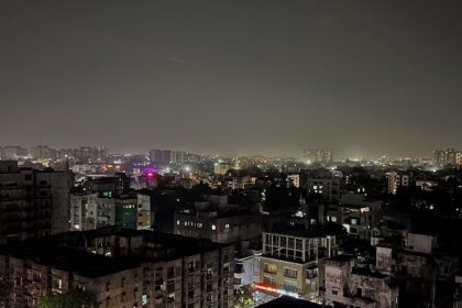 A picture of the skyline of Nagpur city taken from top of a building.