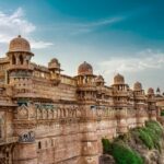 Picturesque view of a fort located in Gwalior, with tranquil surroundings.