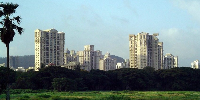 A charming view of the European-inspired architecture at Hiranandani Gardens.