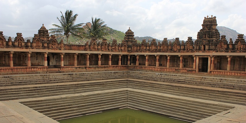The deep temple tank found at Honnagiri Betta