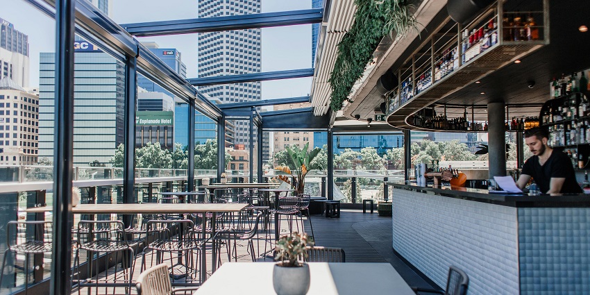 Elegant rooftop bar with panoramic views and customised and crafted drinks