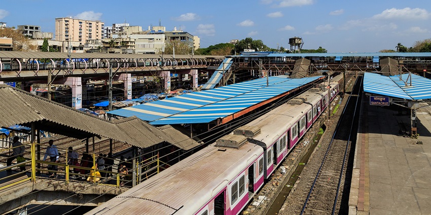 Interior view of the seating area on the Pune-Mumbai Intercity Express train