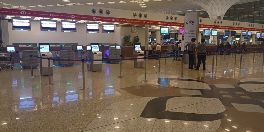 Aerial view of Chhatrapati Shivaji Maharaj Airport with modern architecture and terminals