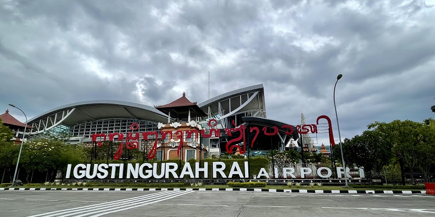 Front view of the Ngurah Rai International Airport near Padang Padang Beach