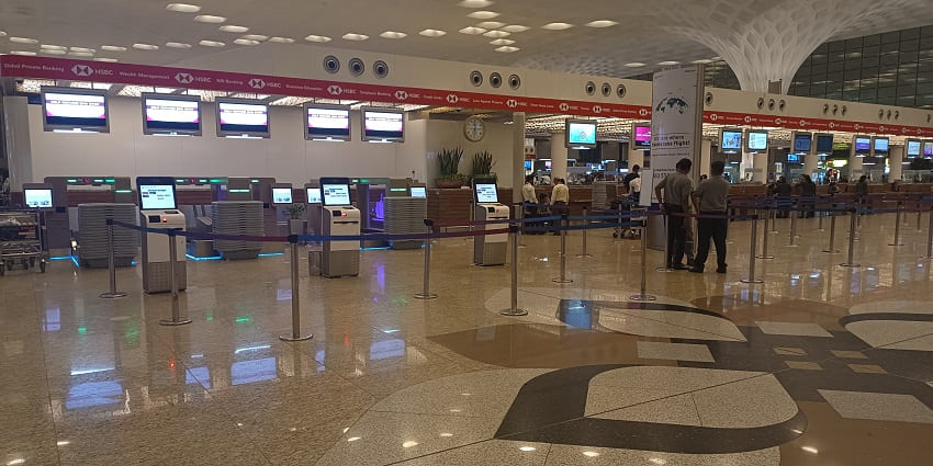 Aerial view of Chhatrapati Shivaji Maharaj Airport with modern architecture and terminals