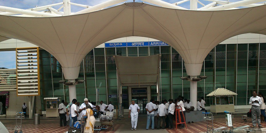 Passengers seen busy arriving at the Coimbatore International Airport.