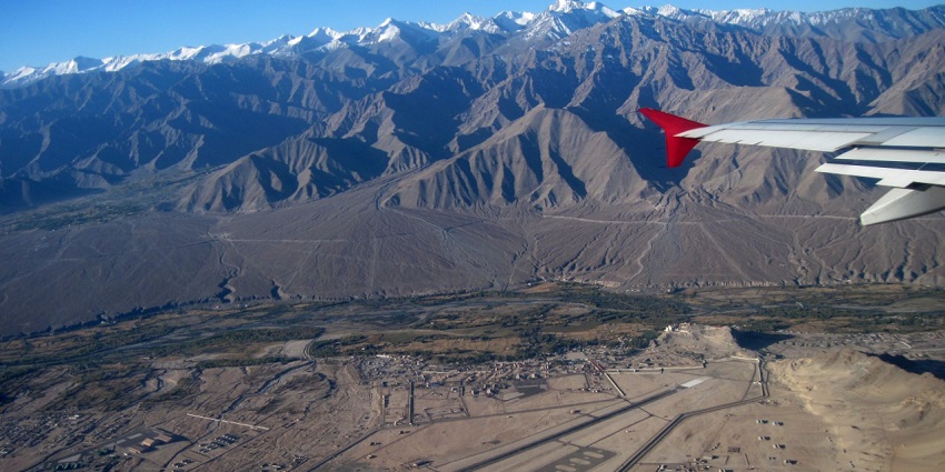 Aerial view of Kushok Bakula Rinpoche Airport in Leh.