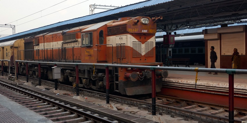 Udaipur City Railway Station with one train in frame to reach Ahar museum.
