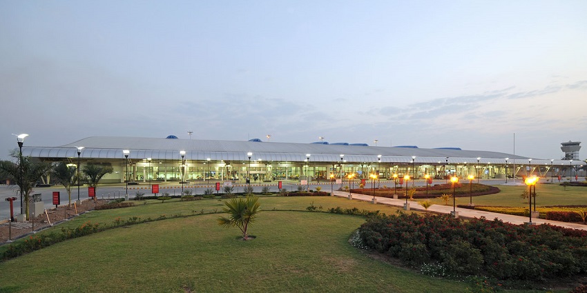 Aerial view of Aurangabad Airport showcasing its layout and surrounding area.