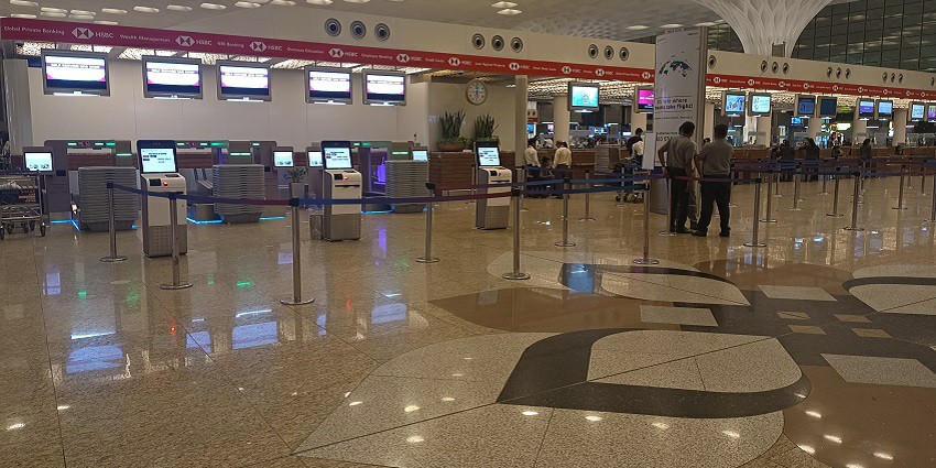 Aerial view of Chhatrapati Shivaji Maharaj Airport with modern architecture and terminals
