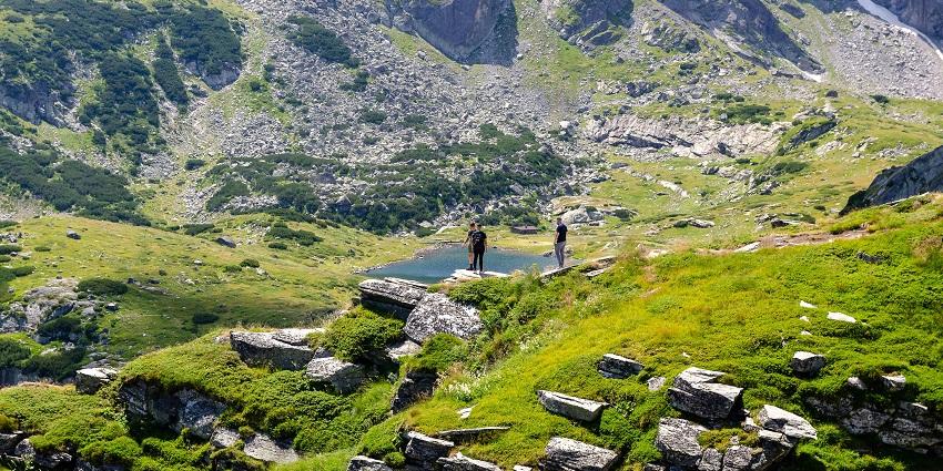 Enchanting view of the Javadi hills and trekkers wandering through
