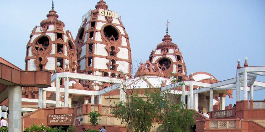 A view of the ISKCON Temple, one of the top places to visit near Gurgaon within 50 kms.