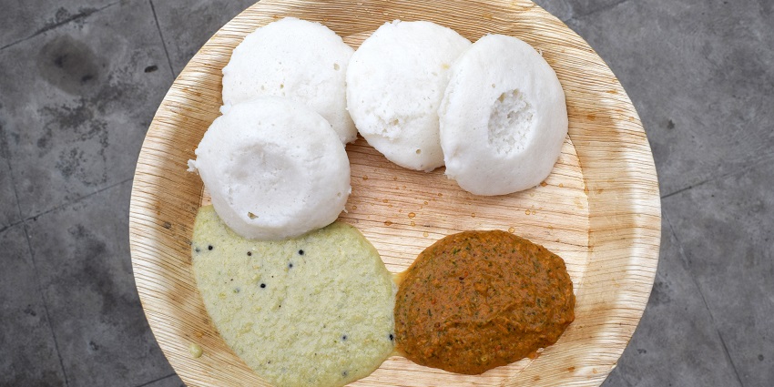 Idli served with coconut chutney is ideal for south indian food lovers