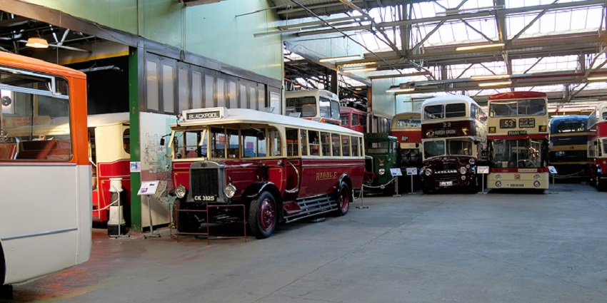 Image of a transportation museum with colourful buses and cars - places to visit near Gurgaon in June