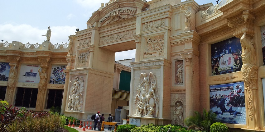 The beautiful designs at the entrance gate of the Innovative Film City