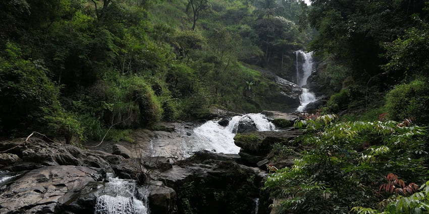 The cascading Water at Iruppu Falls, a place to visit near Virajpet for travellers.