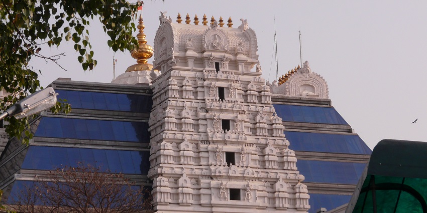 An image of the serene Iskcon Temple, a spiritual place to explore in the city of Bangalore.