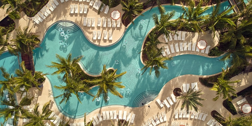 An aerial view of the JHV Fun City Water Park in Varanasi