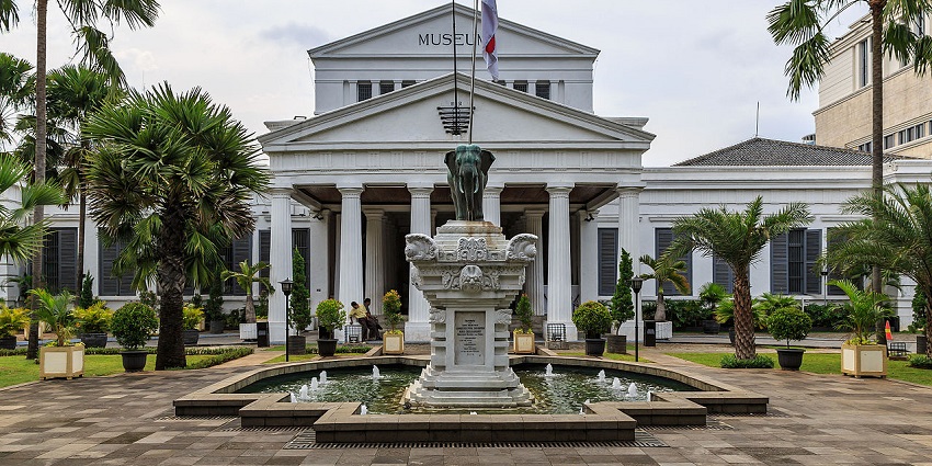 Image of Jakarta, the capital city of Java Island, with a mix of modern and historical sights