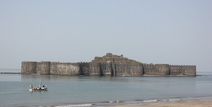 Janjira Fort, an iconic tourist attraction , stands strong in the sea.