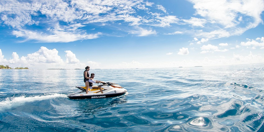 View of jet skiers touring through waves in Kolad while having an adrenaline rush.