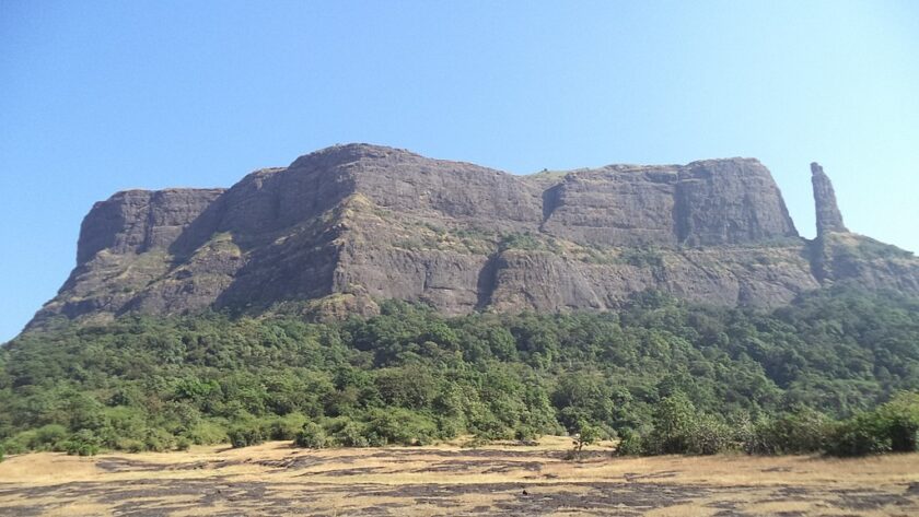 Jivdhan Fort, a captivating tourist attraction near Maharashtra, set amidst lush landscapes.