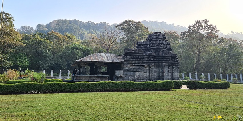 Kadamba Shri Mahadeva Temple in Tambdi Surla, South Goa showcases 12th-century stone carvings and forest surroundings.