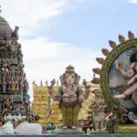 A glimpse of idols of God beautifully adorned with vibrant colours in Tamil Nadu.