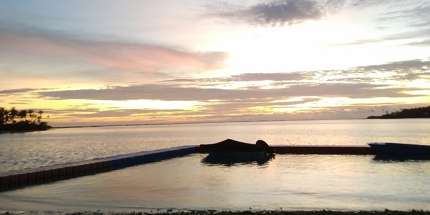 Image of Kalpeni Island, Laksha Dweep during sunset time with calm sea water