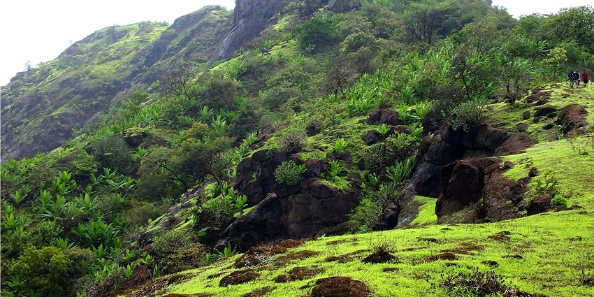 Scenic view of Kamandurg Fort, an ancient hill fort surrounded by lush greenery