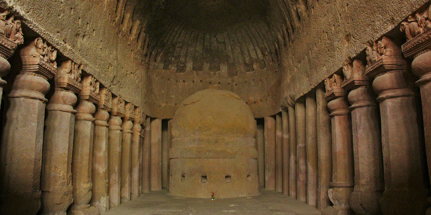 An inside view of the Kanheri Caves, a must visit place near Suraj Water Park Thane.