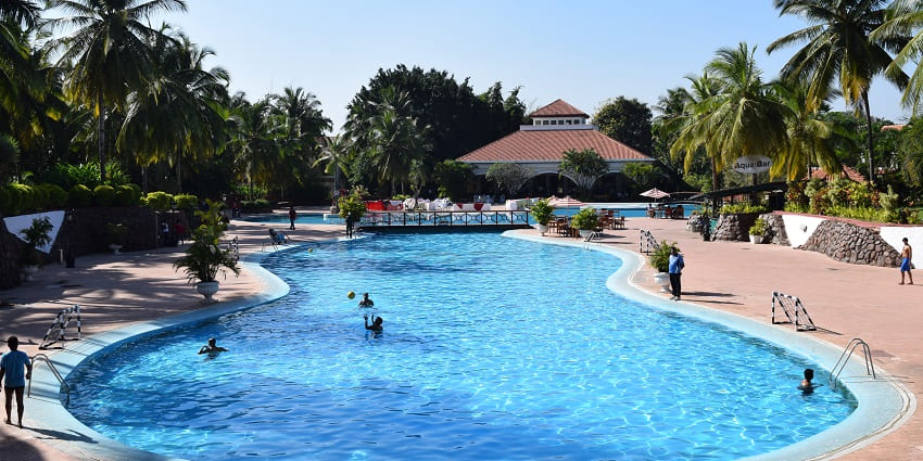 A calm and soothing picture of a private pool party in Bangalore