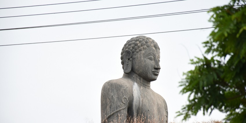 The towering Gomateshwara statue in Karkala - one of the places to visit near Udupi.