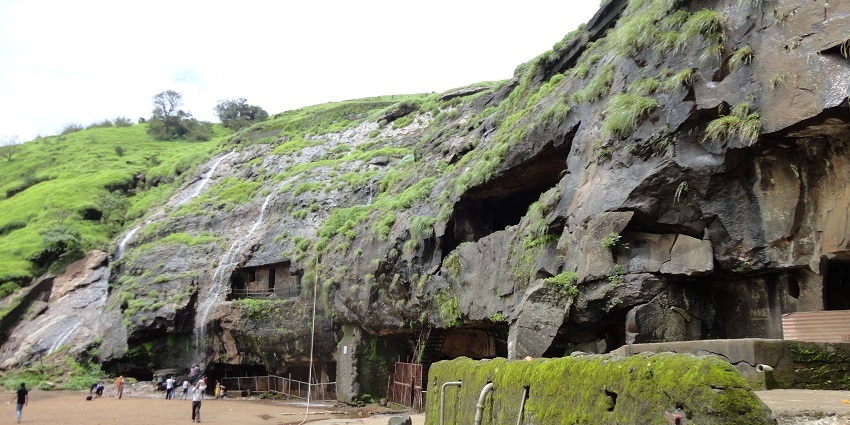 An image of the ancient Karla Caves, rumoured to be haunted by the spirits of monks.