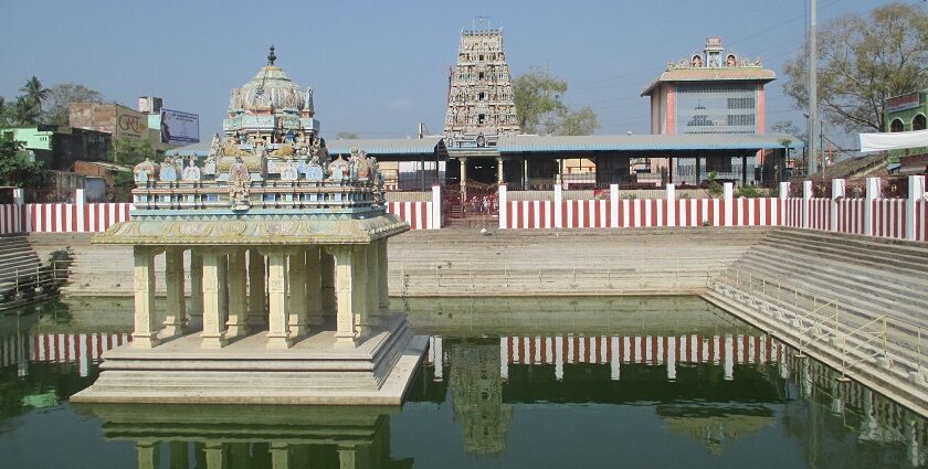 The Karumariamman Temple, a serene religious site of worship in Tamil Nadu, India