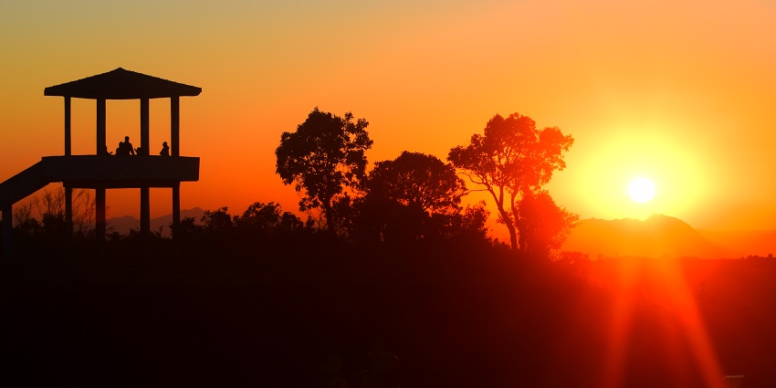 Sunset view from a watchtower, one of the best places to visit near Chikmagalur