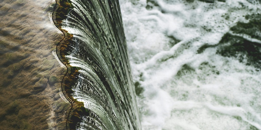 A glimpse of water cascading through the Khadakwasla Dam in Maharashtra.