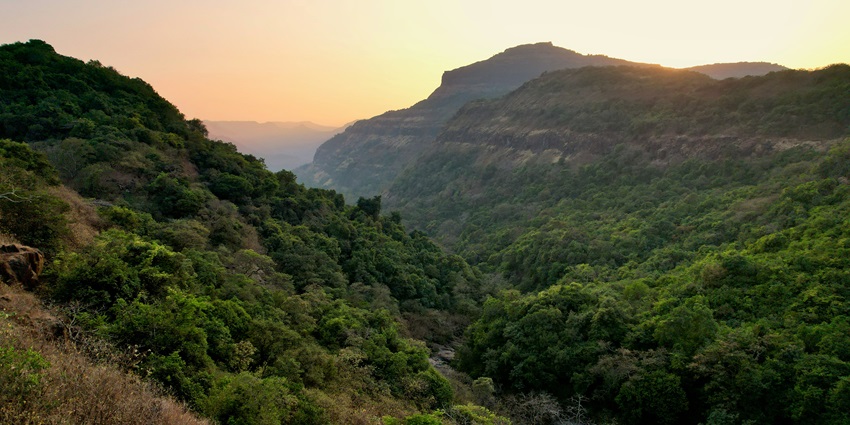 Scenic view of Khandala hills with vegetation representing tourist attraction near Maharashtra