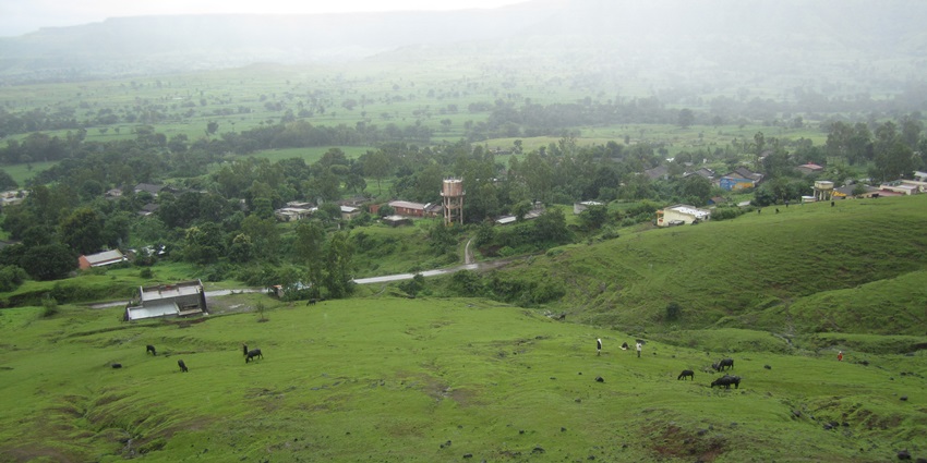 An aerial picture offering views of the serene hills and valleys in Khandala, Maharashtra
