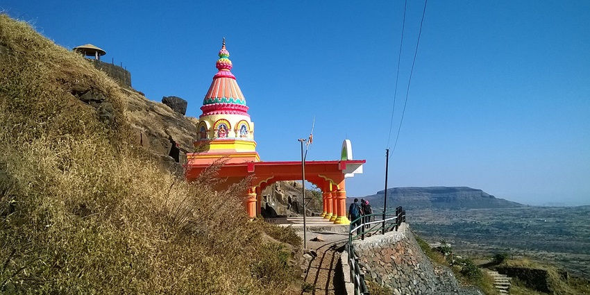 Khandoba Temple on a hilltop offers serene atmosphere and stunning views for meditation.