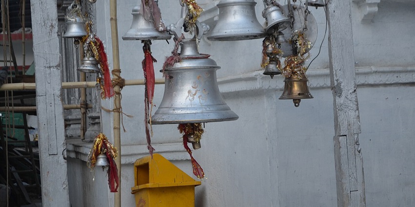 An image of Temple bells at Khereshwar Temple near Blue Waves Water Park, Aligarh.