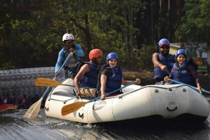 View of thrilling Kolad water sports, the river rafting, that comes with adventure seekers enjoying.