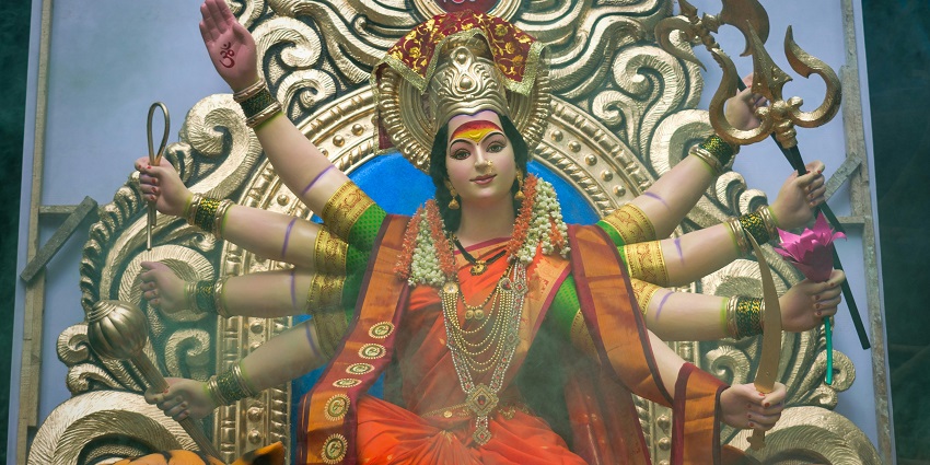 Image of Maa Durga statue - Haven of Peace, seeking blessings from Goddess Durga