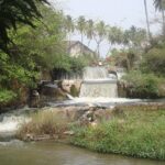 A serene view of the Kumbakarai Waterfalls, surrounded by lush greenery in Tamil Nadu