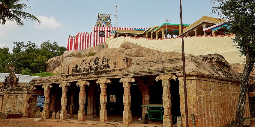 Stunning view of Kundrakudi Shanmuganathan Temple that is located in Tamil Nadu.