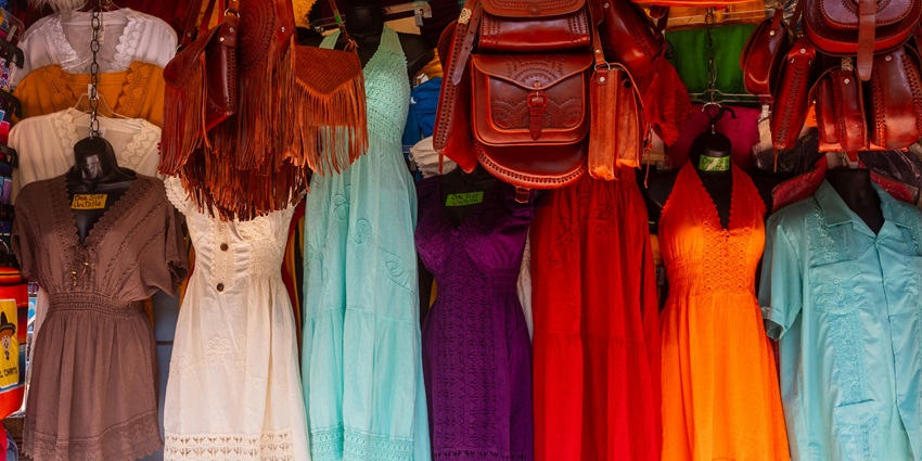 Lakhie Creations boutique facade with Uppada silk banners and curated ethnic wear showcase.