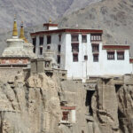 Panoramic image of the lamayuru monastery amidst the foothills of Himalayas in India