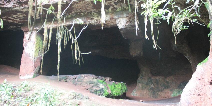 The intricate carvings and serene atmosphere of Lamgau Caves in Goa.