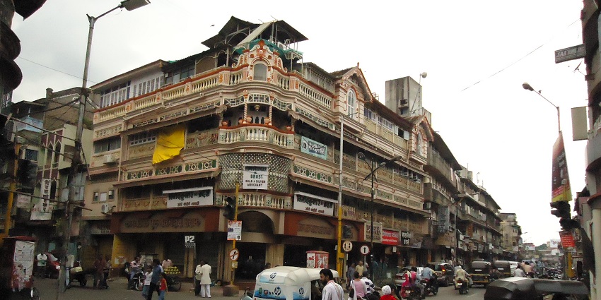Oldest buildings on the streets of Laxmi Road, located in Pune